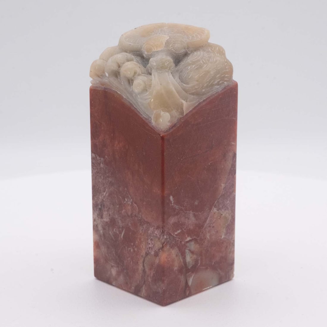 Old Chinese Carved Shoushan Stone Seal with Dragon