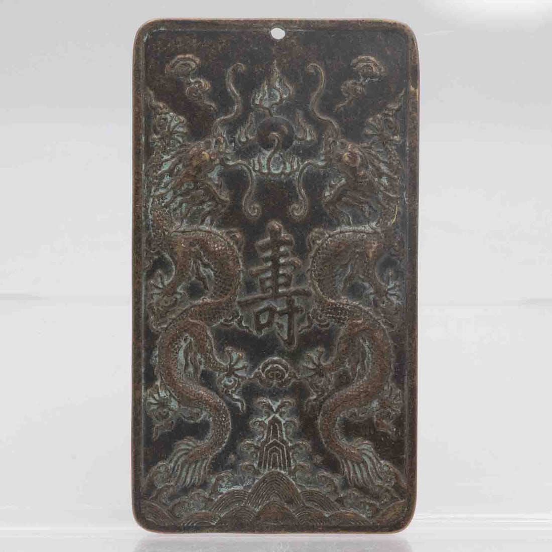 Old Chinese Bronze Longevity Plaque Talisman