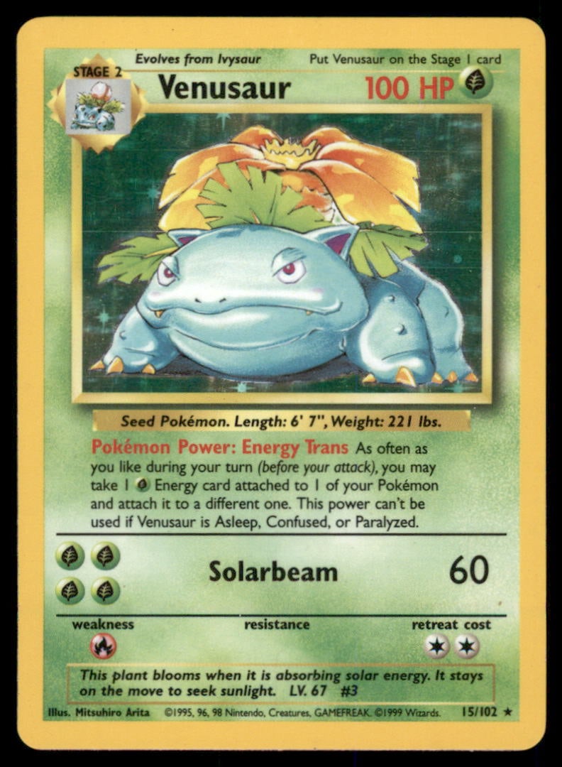 Venusaur 15/102 Holo Base Set Unlimited Pokemon Card: We offer combined shipping on multiple items. Buyers may also arrange their own shipping. LiveShipping is a separate and independent option for shipping that is NOT a part of the auction house or thei