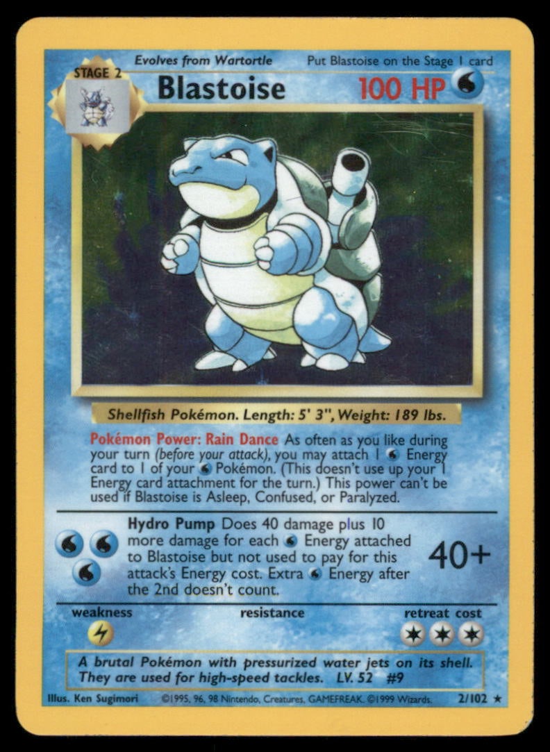 Blastoise 2/102 Holo Base Set Unlimited Pokemon Card (1 of 2)