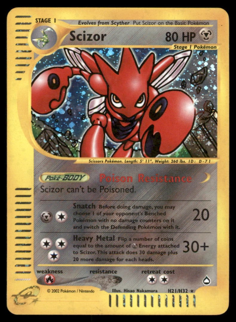 Scizor H21/H32 Holo Aquapolis Pokemon Card: We offer combined shipping on multiple items. Buyers may also arrange their own shipping. LiveShipping is a separate and independent option for shipping that is NOT a part of the auction house or thei