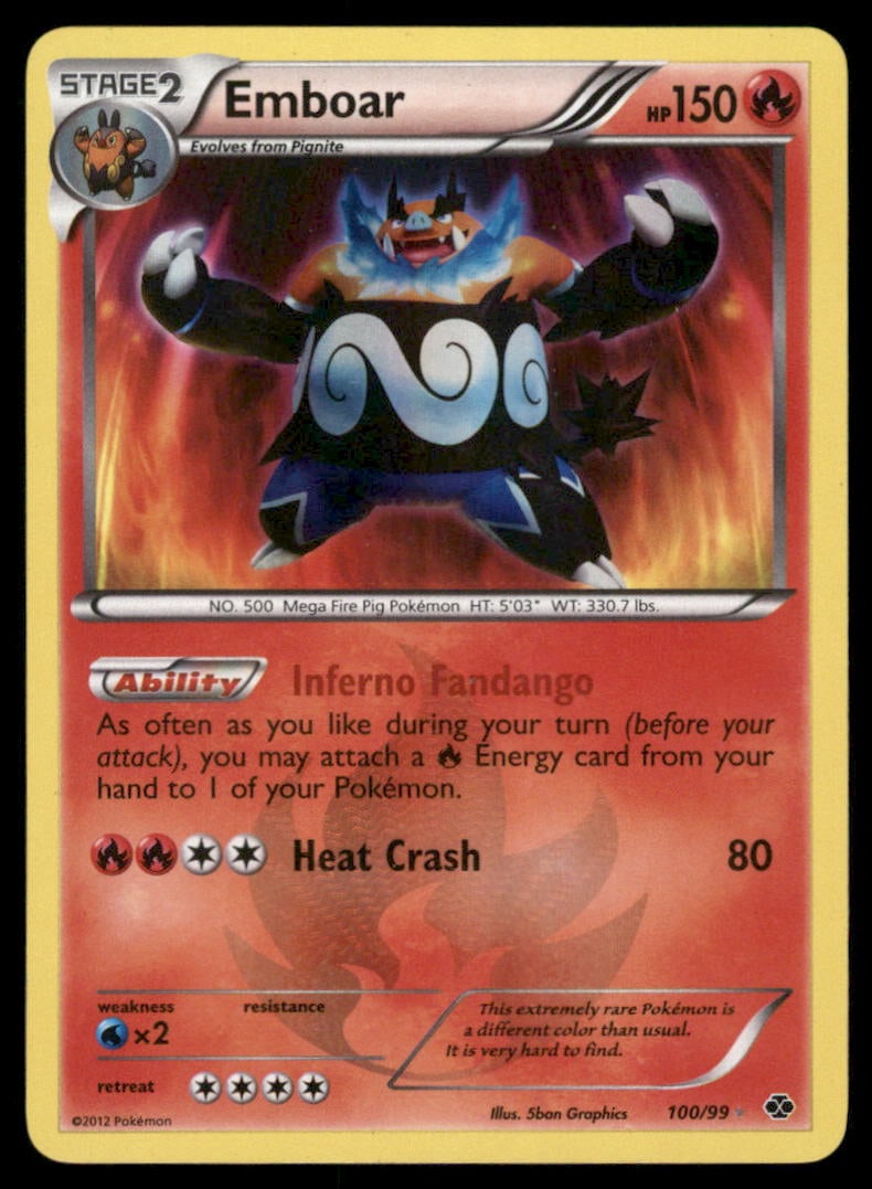 Emboar 100/99 Next Destinies Pokemon Card Holo: We offer combined shipping on multiple items. Buyers may also arrange their own shipping. LiveShipping is a separate and independent option for shipping that is NOT a part of the auction house or thei