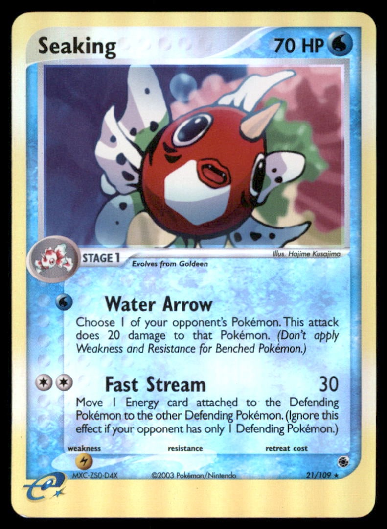 Seaking 21/109 Ruby & Sapphire Pokemon Card Reverse Holo: We offer combined shipping on multiple items. Buyers may also arrange their own shipping. LiveShipping is a separate and independent option for shipping that is NOT a part of the auction house or thei