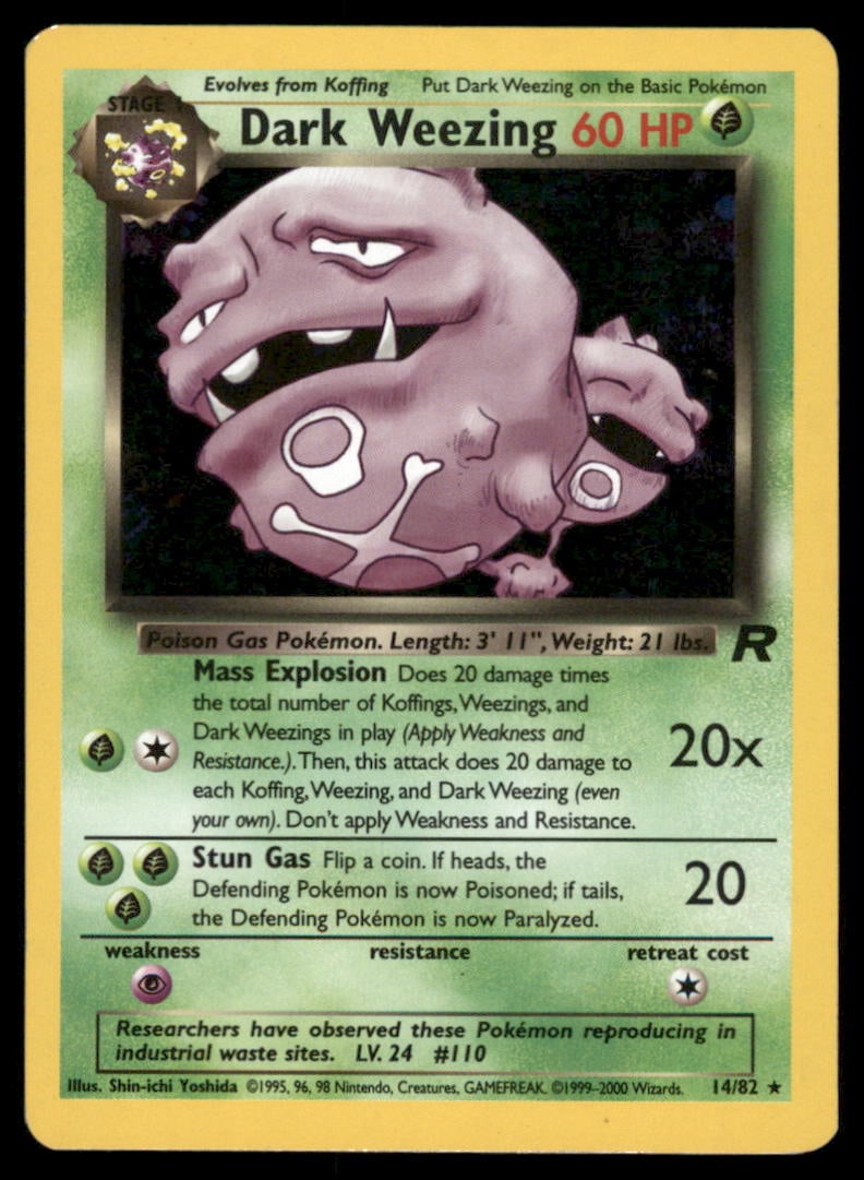Dark Weezing 14/82 Team Rocket Pokemon Card Unlimited Holo: We offer combined shipping on multiple items. Buyers may also arrange their own shipping. LiveShipping is a separate and independent option for shipping that is NOT a part of the auction house or thei