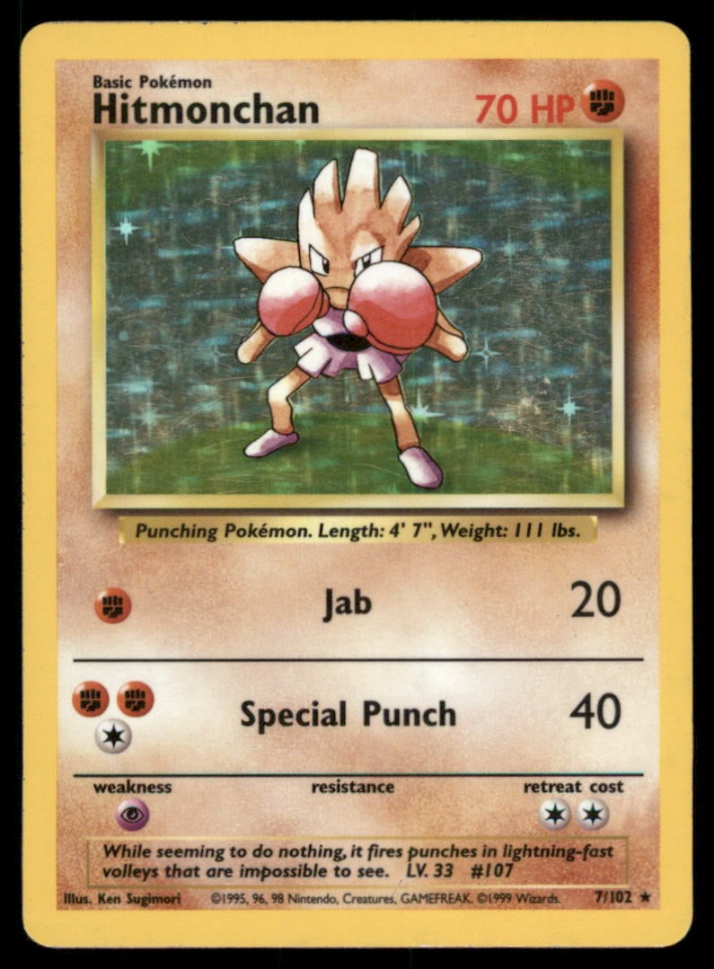 Hitmonchan 7/102 Holo Base Set Unlimited Pokemon Card: We offer combined shipping on multiple items. Buyers may also arrange their own shipping. LiveShipping is a separate and independent option for shipping that is NOT a part of the auction house or thei