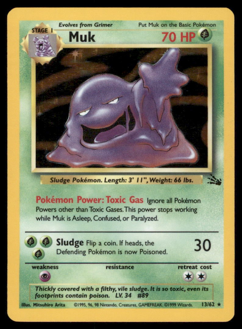 Muk 13/62 Fossil Pokemon Card Unlimited Holo: We offer combined shipping on multiple items. Buyers may also arrange their own shipping. LiveShipping is a separate and independent option for shipping that is NOT a part of the auction house or thei