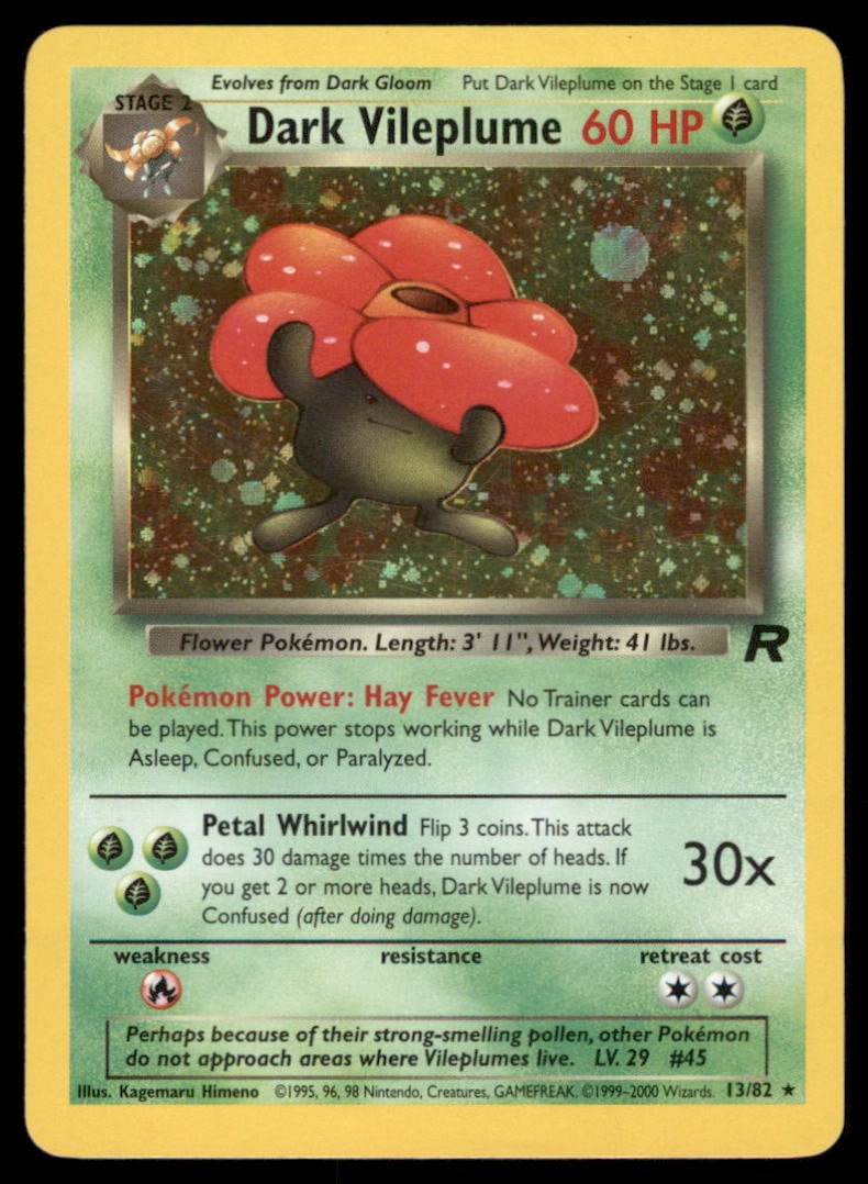 Dark Vileplume 13/82 Team Rocket Pokemon Card Unlimited Holo: We offer combined shipping on multiple items. Buyers may also arrange their own shipping. LiveShipping is a separate and independent option for shipping that is NOT a part of the auction house or thei