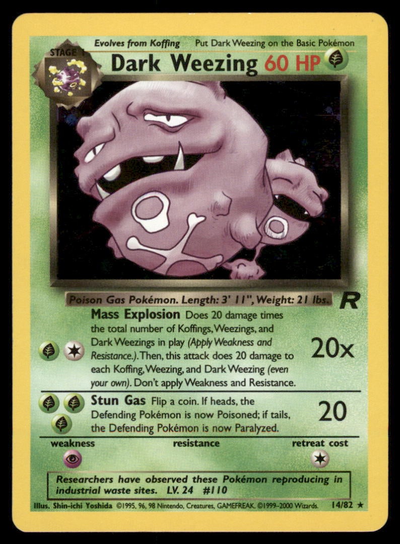 Dark Weezing 14/82 Team Rocket Pokemon Card Unlimited Holo: We offer combined shipping on multiple items. Buyers may also arrange their own shipping. LiveShipping is a separate and independent option for shipping that is NOT a part of the auction house or thei