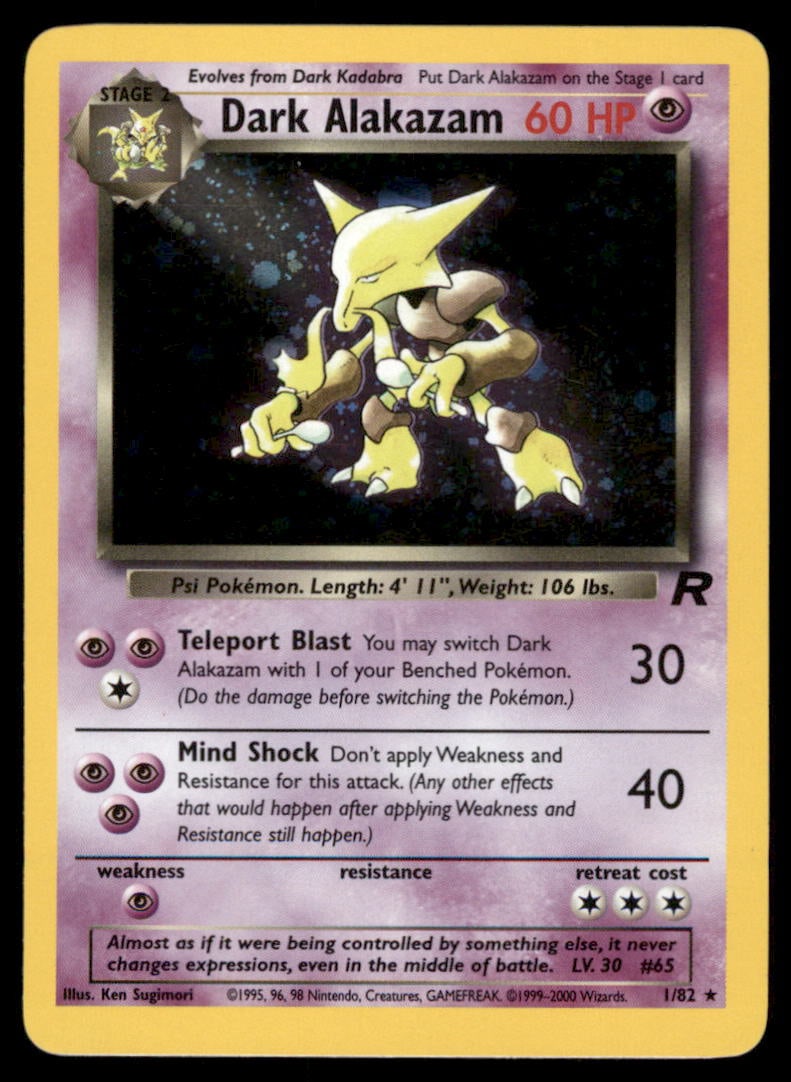 Dark Alakazam 1/82 Team Rocket Pokemon Card Unlimited Holo: We offer combined shipping on multiple items. Buyers may also arrange their own shipping. LiveShipping is a separate and independent option for shipping that is NOT a part of the auction house or thei