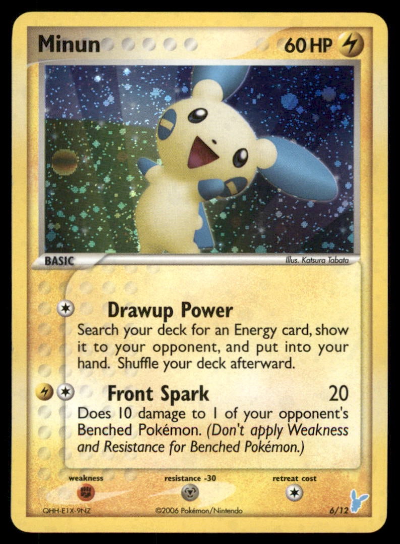 Minun 6/12 EX Trainer Kit 2 Minun Pokemon Card Holo: We offer combined shipping on multiple items. Buyers may also arrange their own shipping. LiveShipping is a separate and independent option for shipping that is NOT a part of the auction house or thei