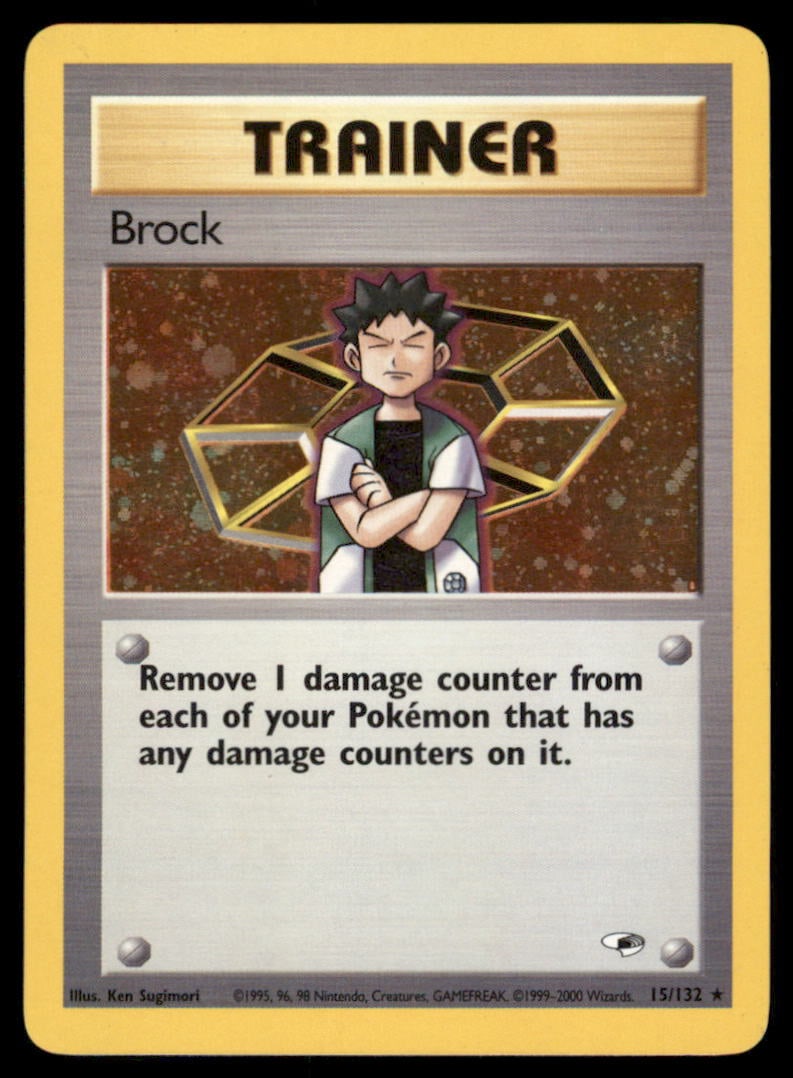 Brock 15/132 Gym Heroes Pokemon Card Unlimited Holo: We offer combined shipping on multiple items. Buyers may also arrange their own shipping. LiveShipping is a separate and independent option for shipping that is NOT a part of the auction house or thei