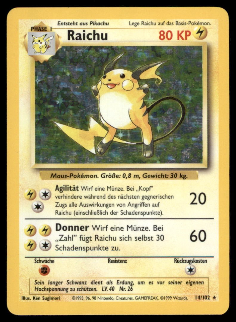 Raichu 14/102 Holo Base Set Unlimited Pokemon Card: We offer combined shipping on multiple items. Buyers may also arrange their own shipping. LiveShipping is a separate and independent option for shipping that is NOT a part of the auction house or thei