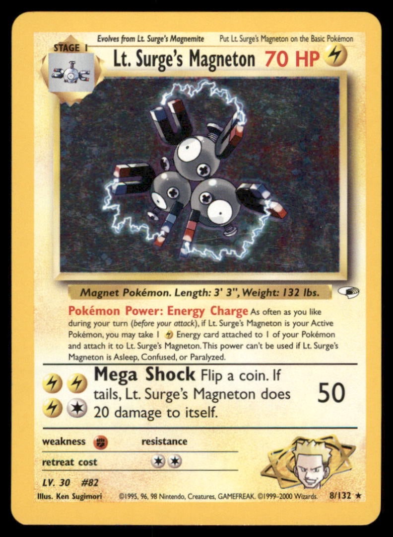 Lt. Surge's Magneton 8/132 Gym Heroes Pokemon Card Unlimited Holo: We offer combined shipping on multiple items. Buyers may also arrange their own shipping. LiveShipping is a separate and independent option for shipping that is NOT a part of the auction house or thei