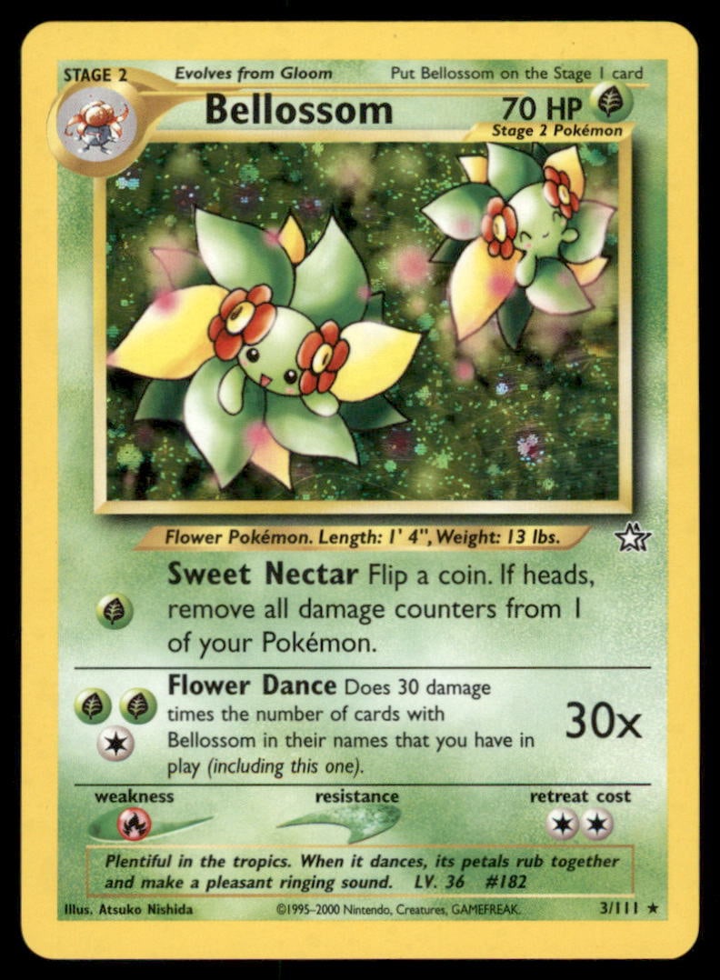 Bellossom 3/111 Neo Genesis Pokemon Card Unlimited Holo: We offer combined shipping on multiple items. Buyers may also arrange their own shipping. LiveShipping is a separate and independent option for shipping that is NOT a part of the auction house or thei