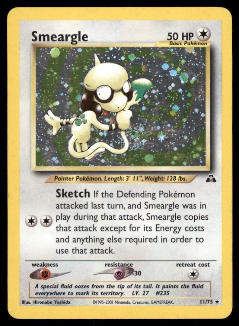Smeargle 11/75 Neo Discovery Pokemon Card Unlimited Holo: We offer combined shipping on multiple items. Buyers may also arrange their own shipping. LiveShipping is a separate and independent option for shipping that is NOT a part of the auction house or thei