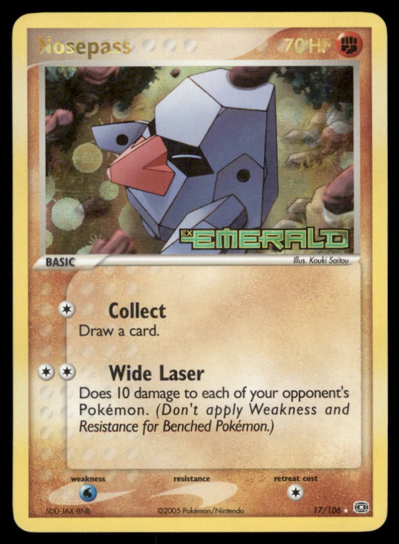 Nosepass 17/106 Emerald Pokemon Card Reverse Holo: We offer combined shipping on multiple items. Buyers may also arrange their own shipping. LiveShipping is a separate and independent option for shipping that is NOT a part of the auction house or thei