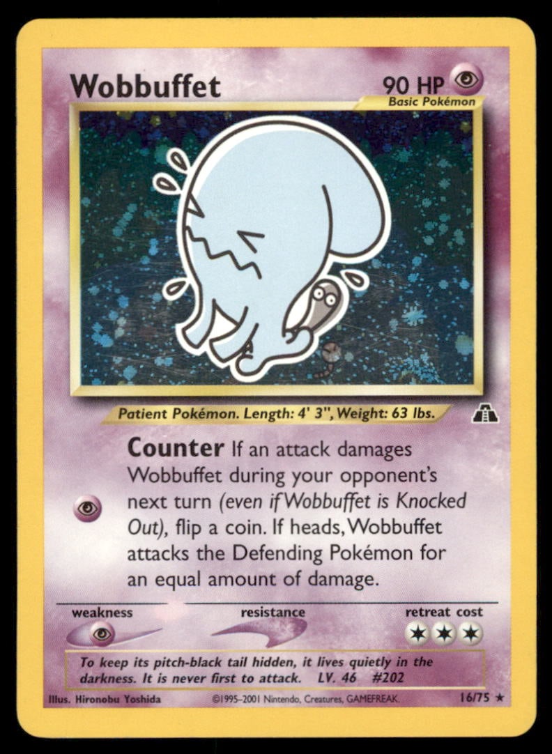 Wobbuffet 16/75 Neo Discovery Pokemon Card Unlimited Holo: We offer combined shipping on multiple items. Buyers may also arrange their own shipping. LiveShipping is a separate and independent option for shipping that is NOT a part of the auction house or thei
