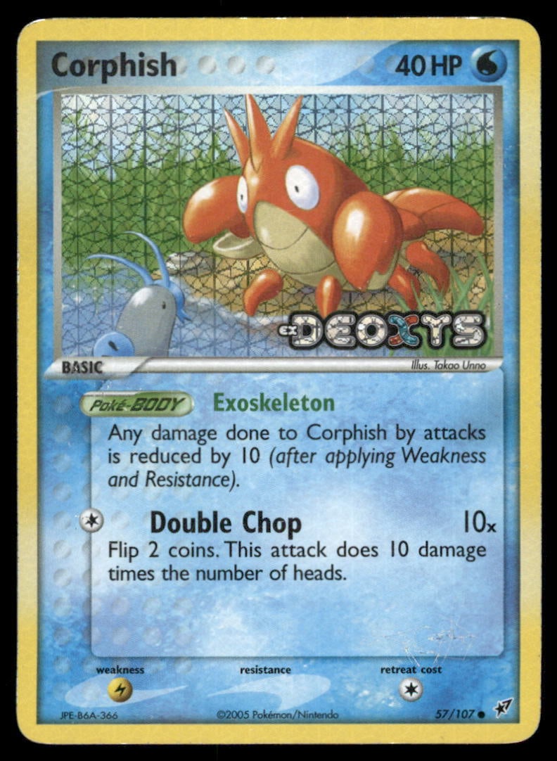 Corphish 57/107 Deoxys Pokemon Card Reverse Holo: We offer combined shipping on multiple items. Buyers may also arrange their own shipping. LiveShipping is a separate and independent option for shipping that is NOT a part of the auction house or thei