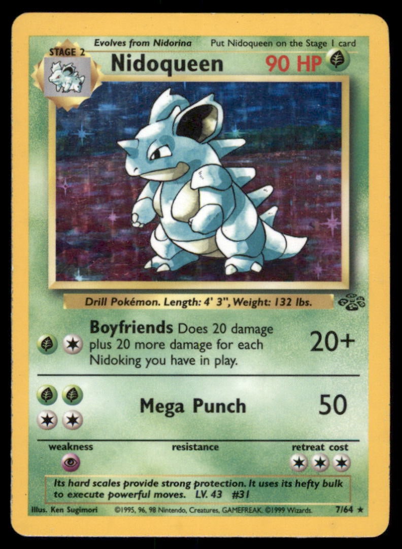 Nidoqueen 7/64 Jungle Pokemon Card Unlimited Holo: We offer combined shipping on multiple items. Buyers may also arrange their own shipping. LiveShipping is a separate and independent option for shipping that is NOT a part of the auction house or thei