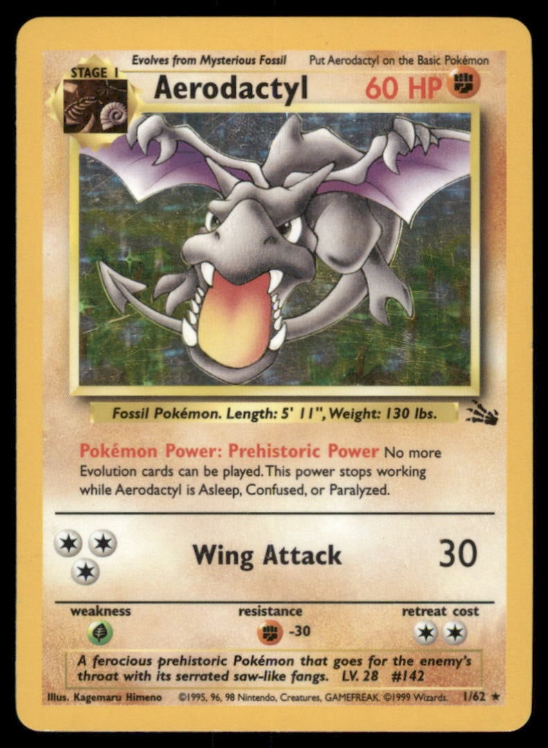Aerodactyl 1/62 Fossil Pokemon Card Unlimited Holo: We offer combined shipping on multiple items. Buyers may also arrange their own shipping. LiveShipping is a separate and independent option for shipping that is NOT a part of the auction house or thei