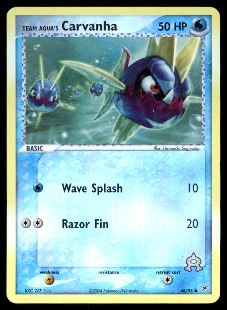Team Aqua's Carvanha 48/95 Team Magma vs Team Aqua Pokemon Card Reverse Holo: We offer combined shipping on multiple items. Buyers may also arrange their own shipping. LiveShipping is a separate and independent option for shipping that is NOT a part of the auction house or thei