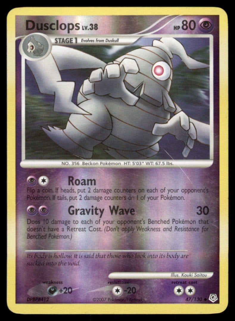 Dusclops 47/130 Diamond & Pearl Pokemon Card Reverse Holo: We offer combined shipping on multiple items. Buyers may also arrange their own shipping. LiveShipping is a separate and independent option for shipping that is NOT a part of the auction house or thei