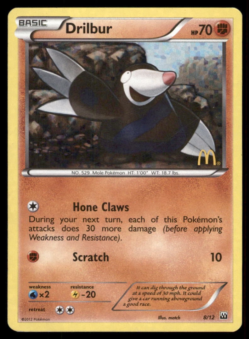 Drilbur 008/012 Holo McDonald's Promos 2012 Pokemon Card: We offer combined shipping on multiple items. Buyers may also arrange their own shipping. LiveShipping is a separate and independent option for shipping that is NOT a part of the auction house or thei