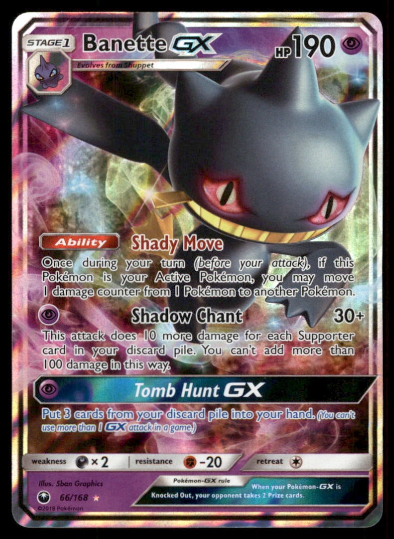 Banette GX 66/168 Holo Celestial Storm Pokemon Card: We offer combined shipping on multiple items. Buyers may also arrange their own shipping. LiveShipping is a separate and independent option for shipping that is NOT a part of the auction house or thei