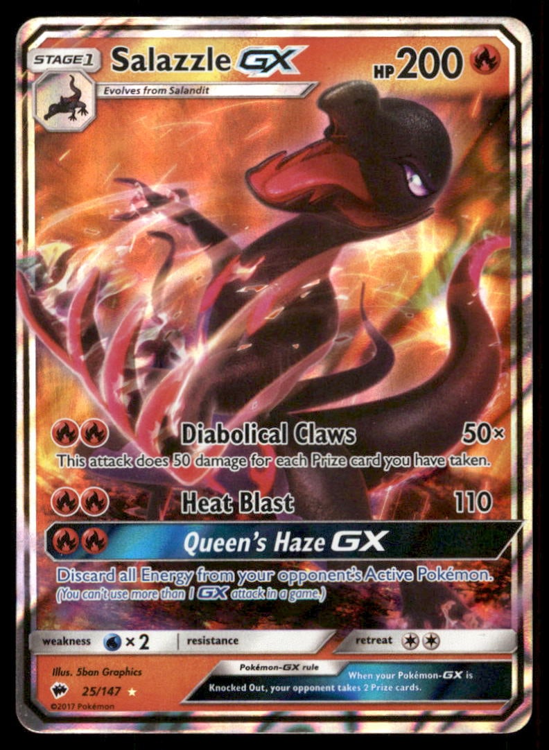 Salazzle GX 25/147 Holo Burning Shadows Pokemon Card: We offer combined shipping on multiple items. Buyers may also arrange their own shipping. LiveShipping is a separate and independent option for shipping that is NOT a part of the auction house or thei