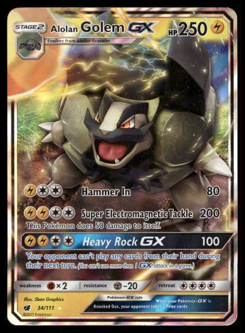 Alolan Golem GX 34/111 Holo Crimson Invasion Pokemon Card: We offer combined shipping on multiple items. Buyers may also arrange their own shipping. LiveShipping is a separate and independent option for shipping that is NOT a part of the auction house or thei