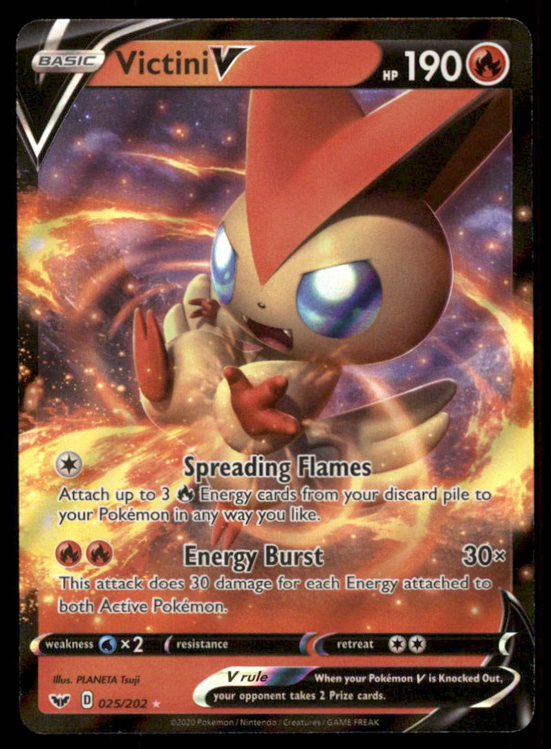 Victini V 025/202 Holo Sword & Shield Pokemon Card: We offer combined shipping on multiple items. Buyers may also arrange their own shipping. LiveShipping is a separate and independent option for shipping that is NOT a part of the auction house or thei