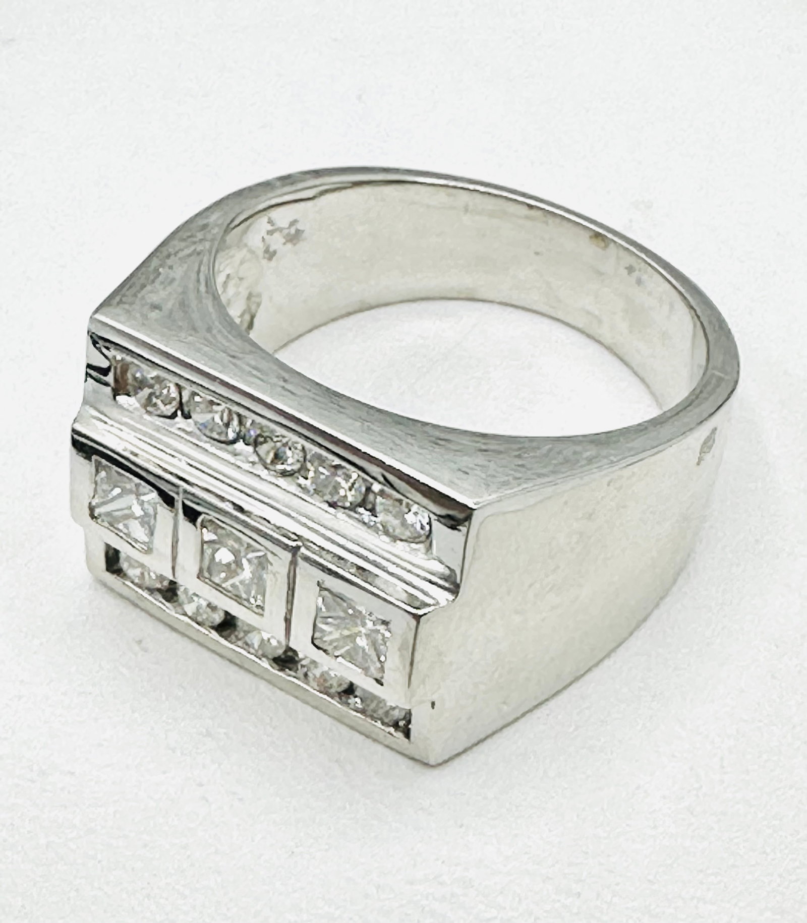 Natural Diamond Mens Ring, 14KT White Gold # 2404 (1 of 4)