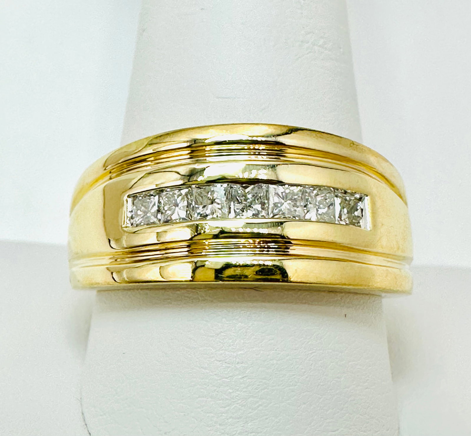 Natural Diamond Mens Ring, 14KT Yellow Gold # 2405 (1 of 4)