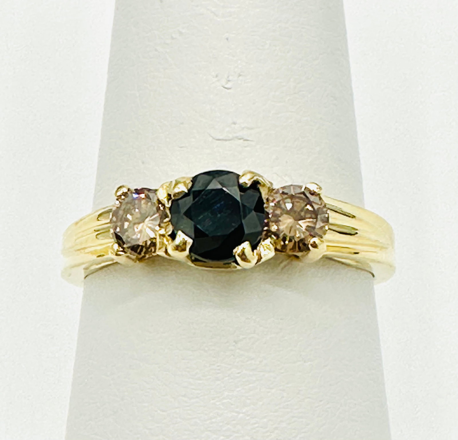 Natural Diamond and Sapphire Ring, # 2415 (1 of 4)