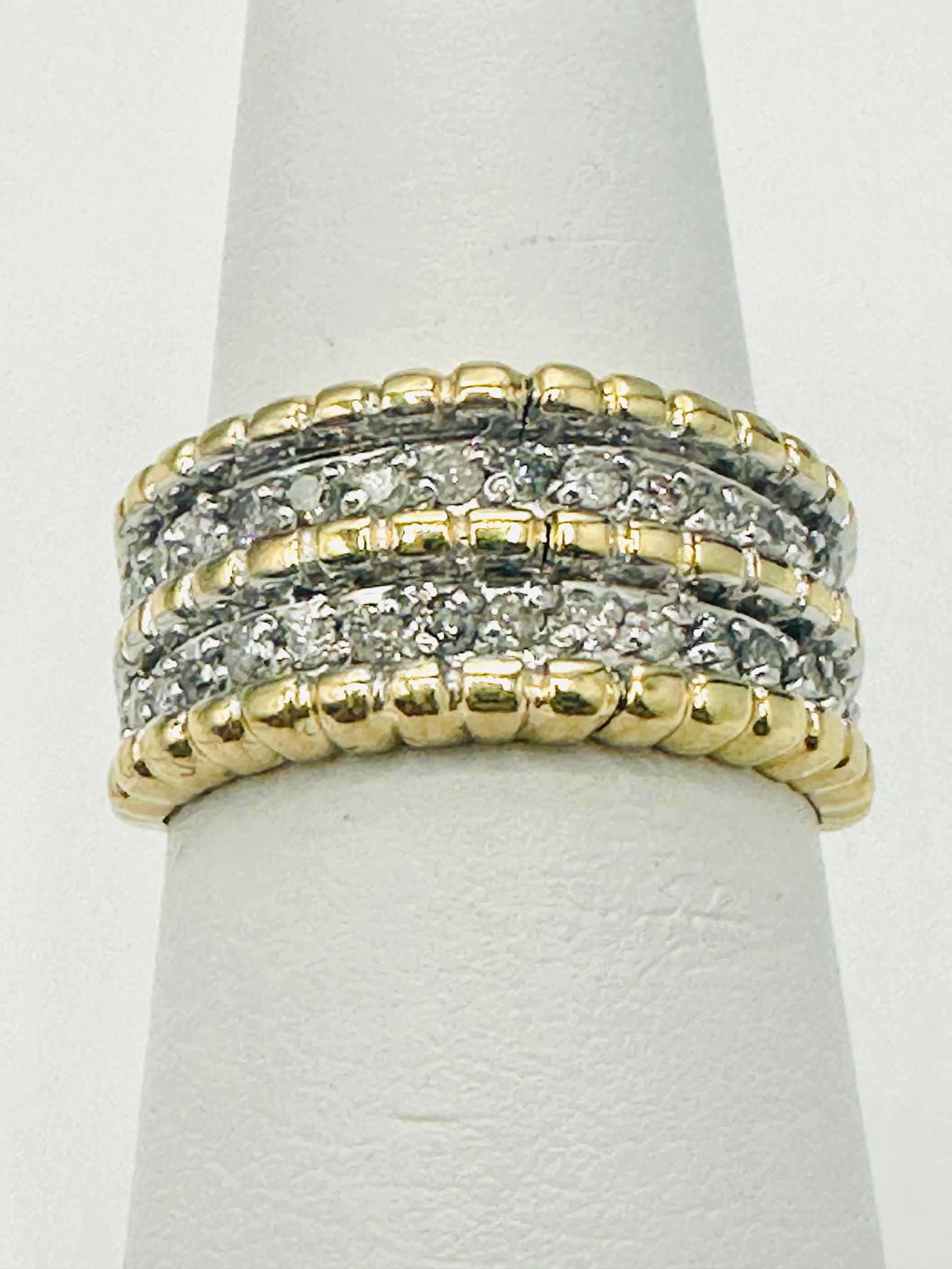 Natural Diamond Double Row Ring,10KT Yellow Gold # 2451 (1 of 4)