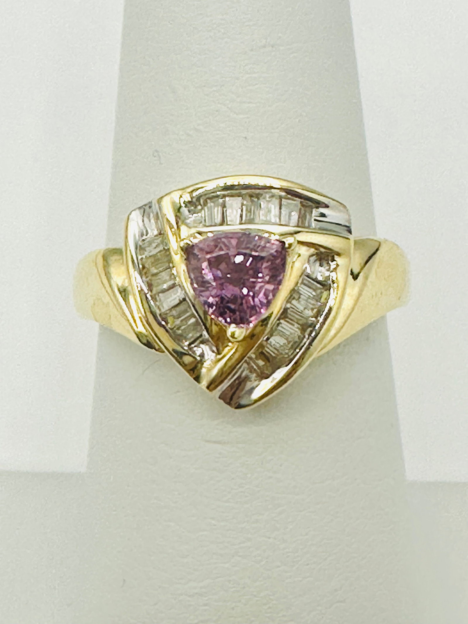 Natural Diamond and Pink Sapphire Ring,14KT Yellow Gold # 2452 (1 of 4)