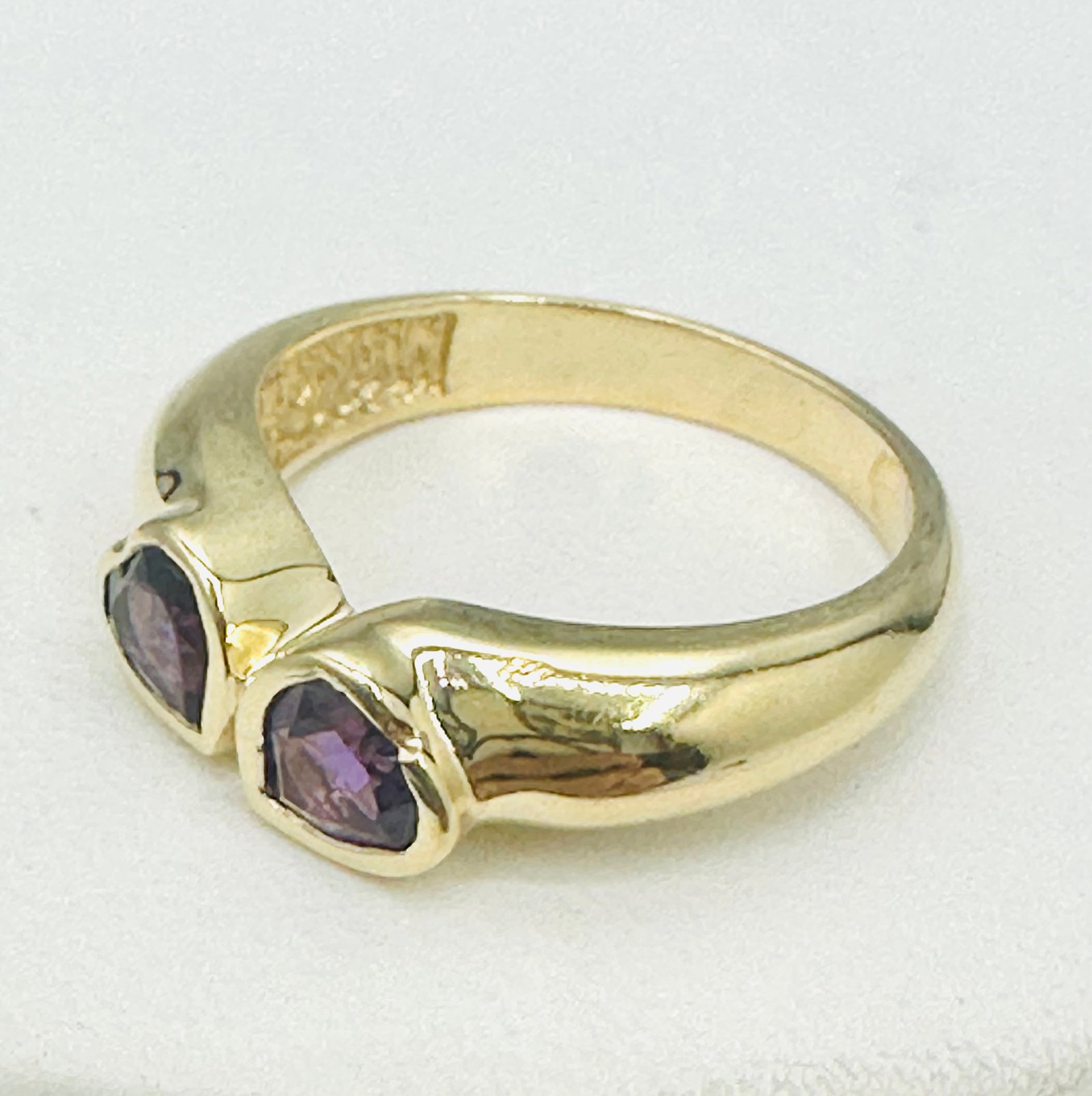 14KT Yellow Gold Amethyst Double Heart Ring # 2454 (1 of 4)