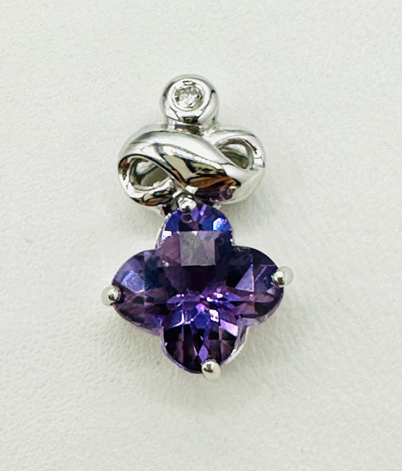 14KT White Gold Natural Diamond and Amethyst Pendant # 2462 (1 of 4)