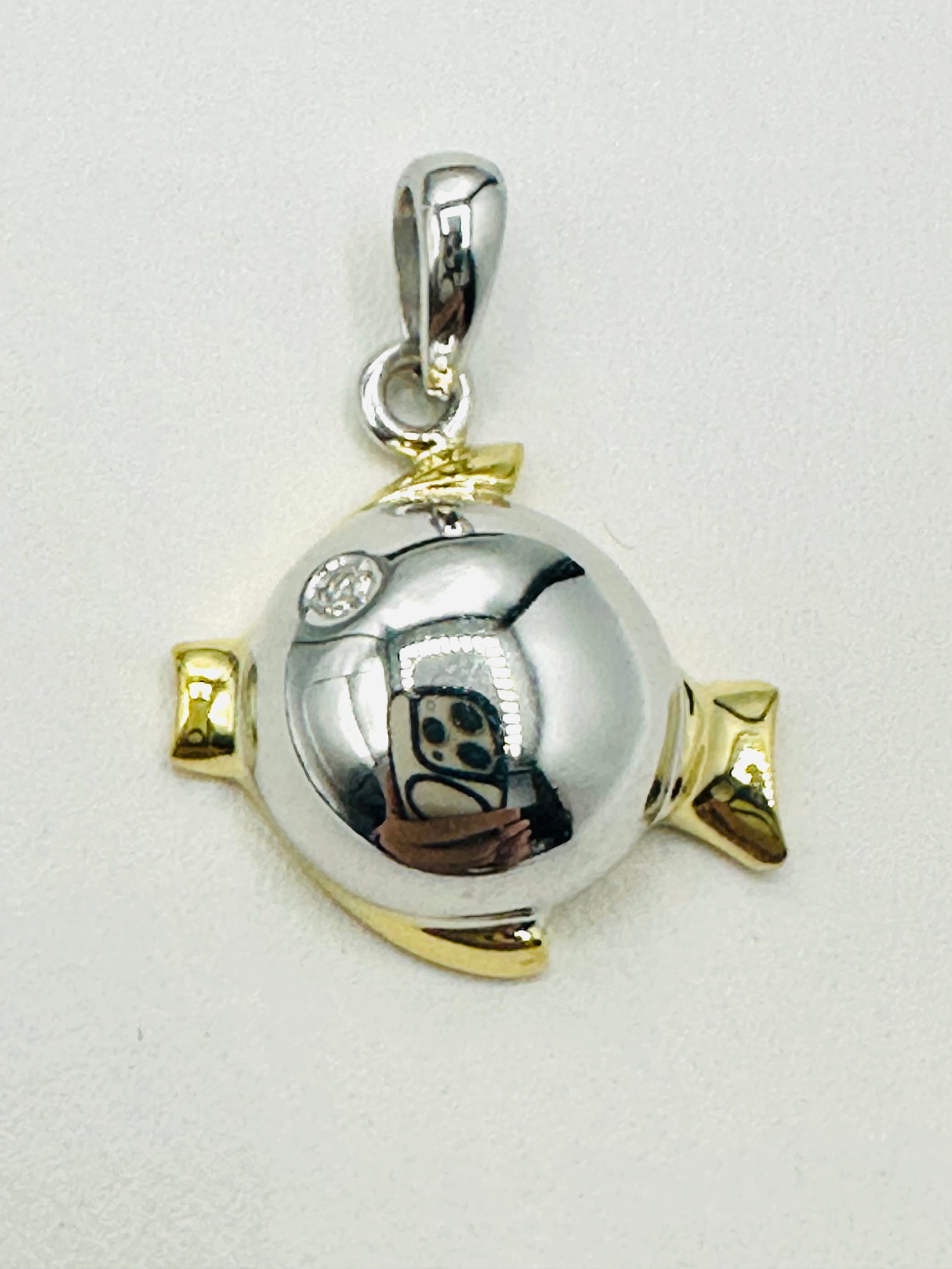 18KT White and Yellow Gold Fish Pendant with Natural Diamond # 2470 (1 of 4)