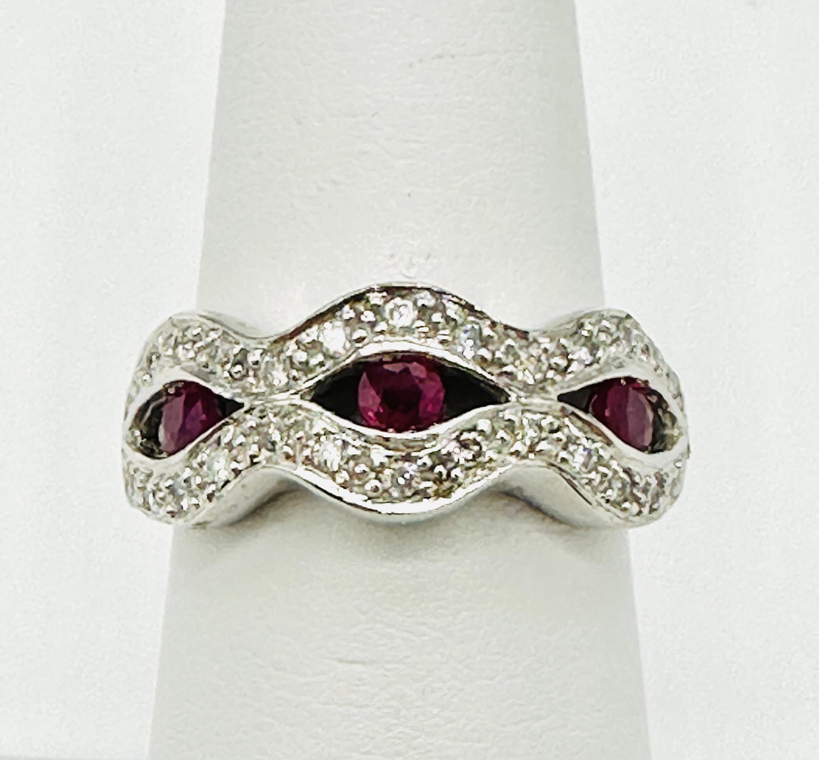 Natural Diamond and Ruby Ring,14KT White Gold # 2479 (1 of 4)