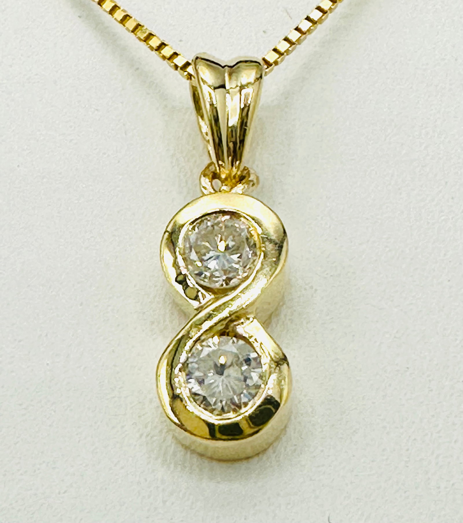 14KT Yellow Gold Natural Diamond Pendant and Chain # 2492 (1 of 4)