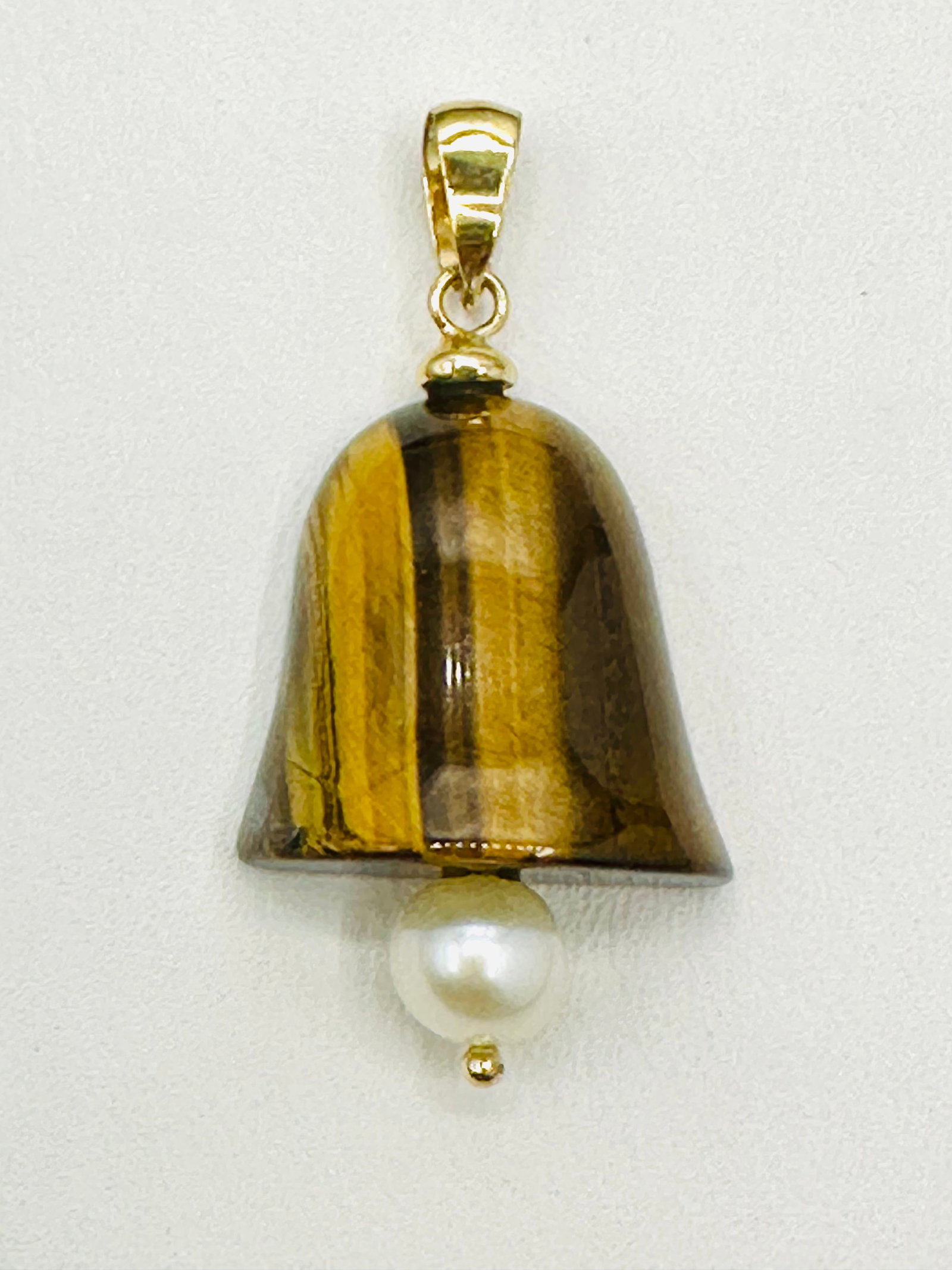 14KT Yellow Gold Tiger Eye Pendant with Pearl # 2505 (1 of 4)