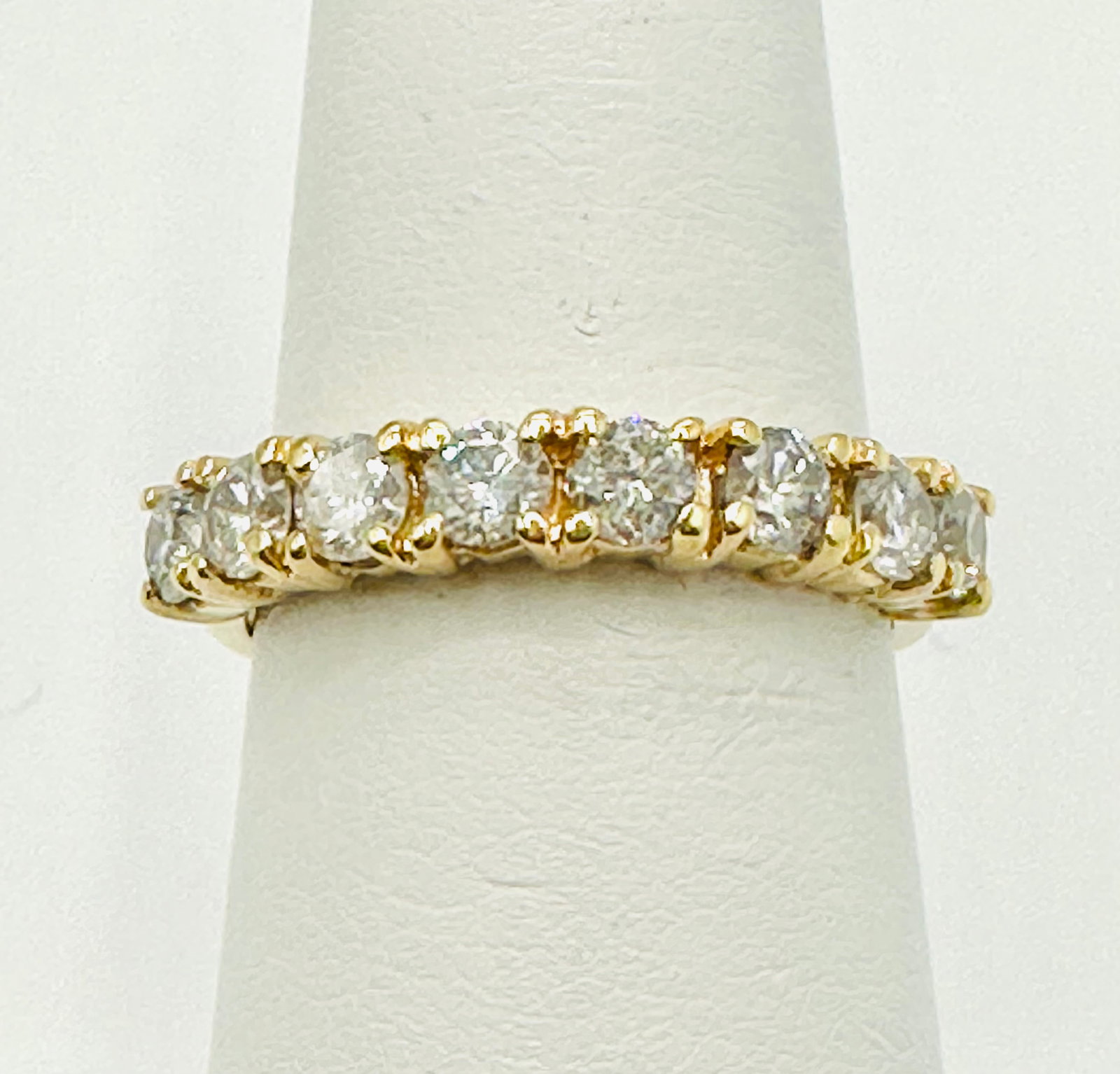Natural Diamond Ring,14KT Yellow Gold # 2735: # 2735 Natural Diamond Ring,14KT Yellow Gold 8 pieces Diamond 1.08 carats ( t.w.) Ring Weight: 3.60 grams(t.w.) Ring Size: 6.75