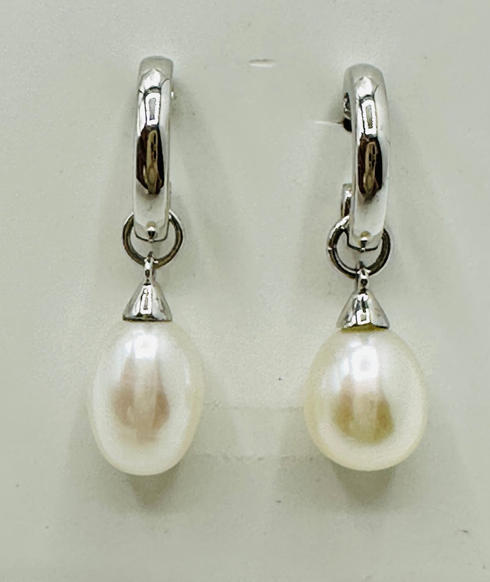 14KT White Gold,Pair of Pearl drops Earrings # 2780 (1 of 4)
