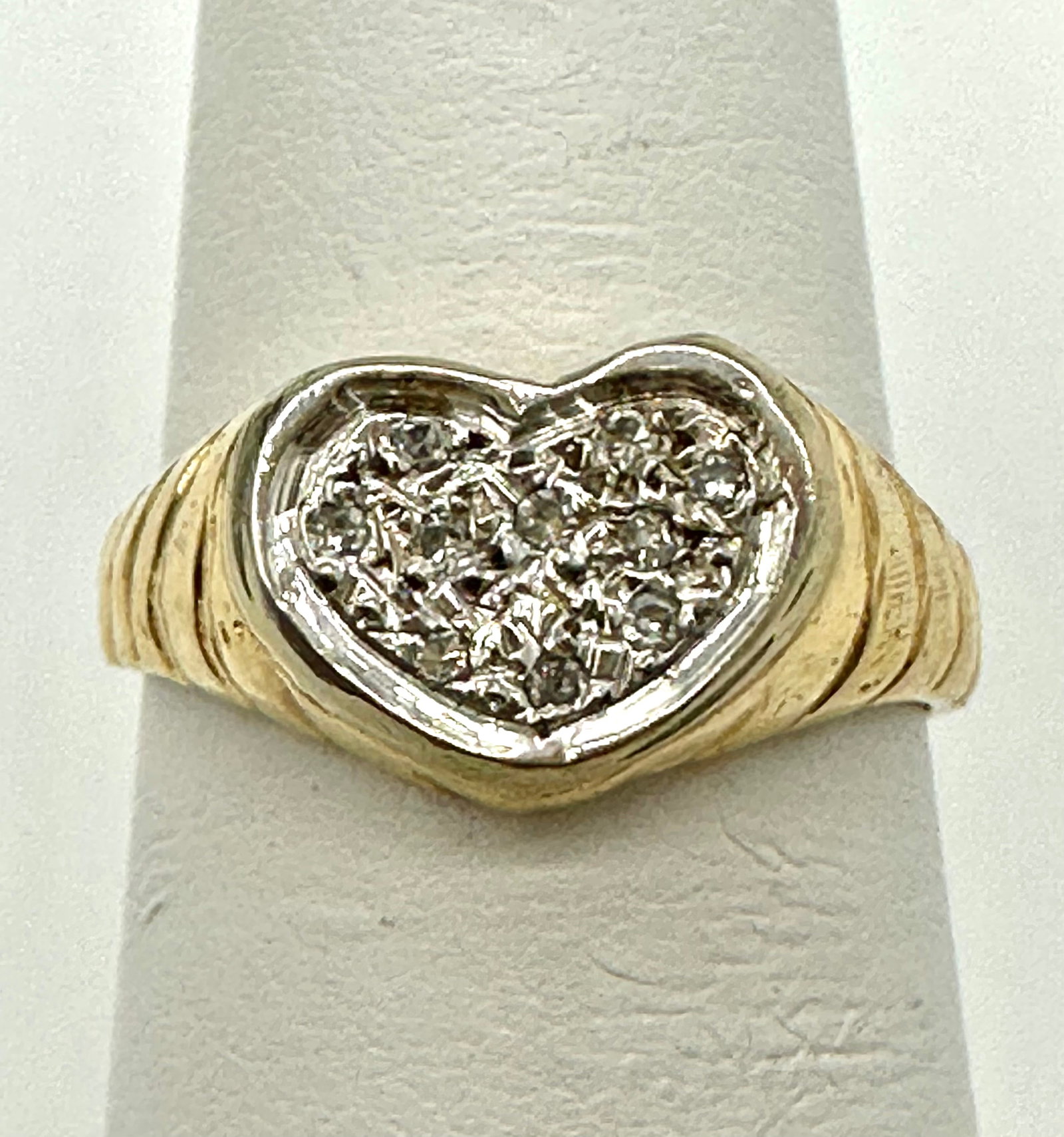 Natural Diamond Heart Ring,14KT Yellow Gold # 2792 (1 of 4)