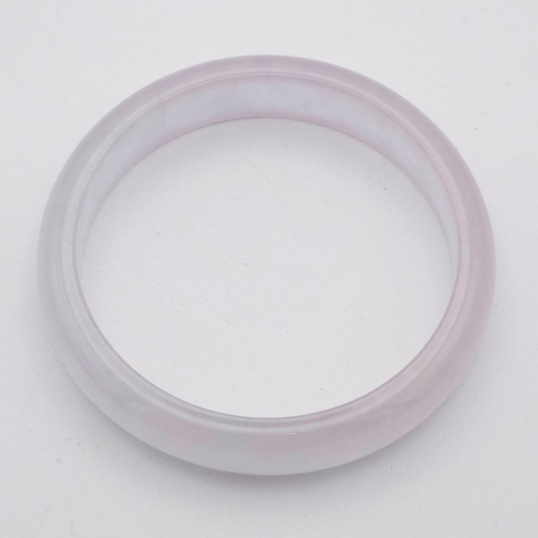 Chinese Lavender Jadeite Bangle: Medium: Lavender Jadeite Size: 2.3 inches Age/Detail: Chinese Condition: great overall, check photo for condition reference. Provenance: Collection from Estate in Williamsburg Please view all the phot