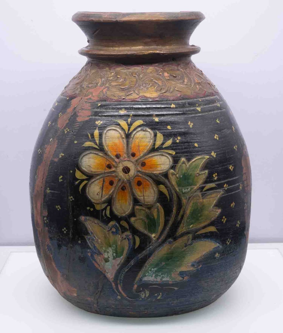 Old Hand Painted Wood Vase (1 of 6)