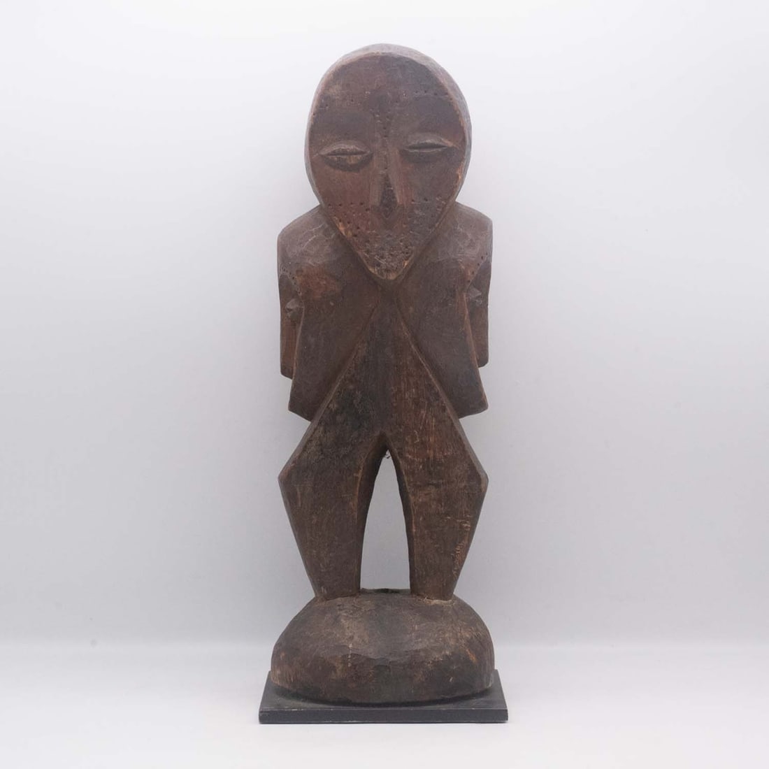 Antique Hemba Kabeja Janus Wood Figure, DR Congo With Metal Base (1 of 8)