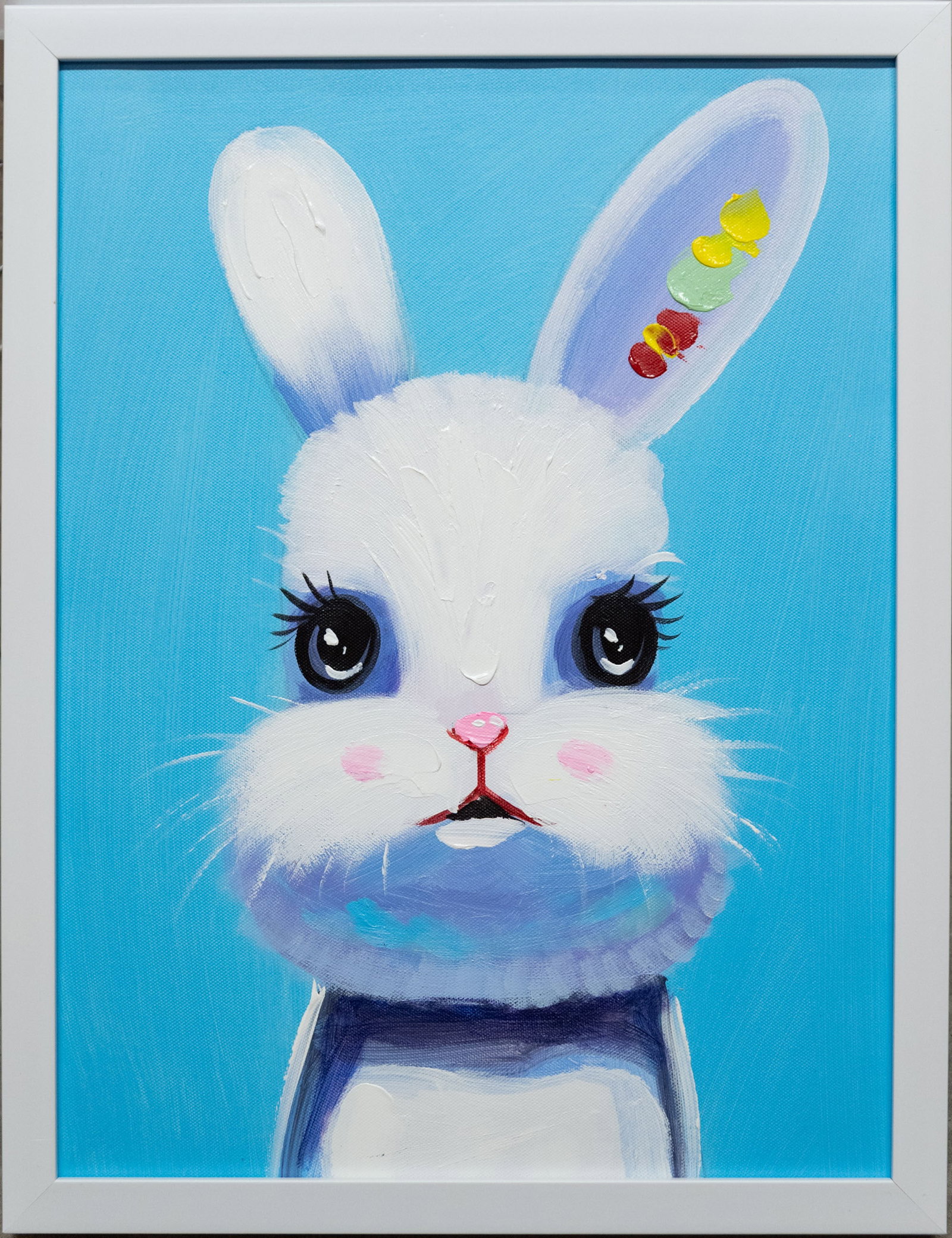 Contemporary Modernist Acrylic On Canvas "Rabbit": Title: Rabbit Medium: Acrylic On Canvas Size: 12 x 16 inches Frame: 13 x 17 inches Age: Contemporary Condition: Great overall condition Provenance: Collection from Estate in Free Port Please view all 