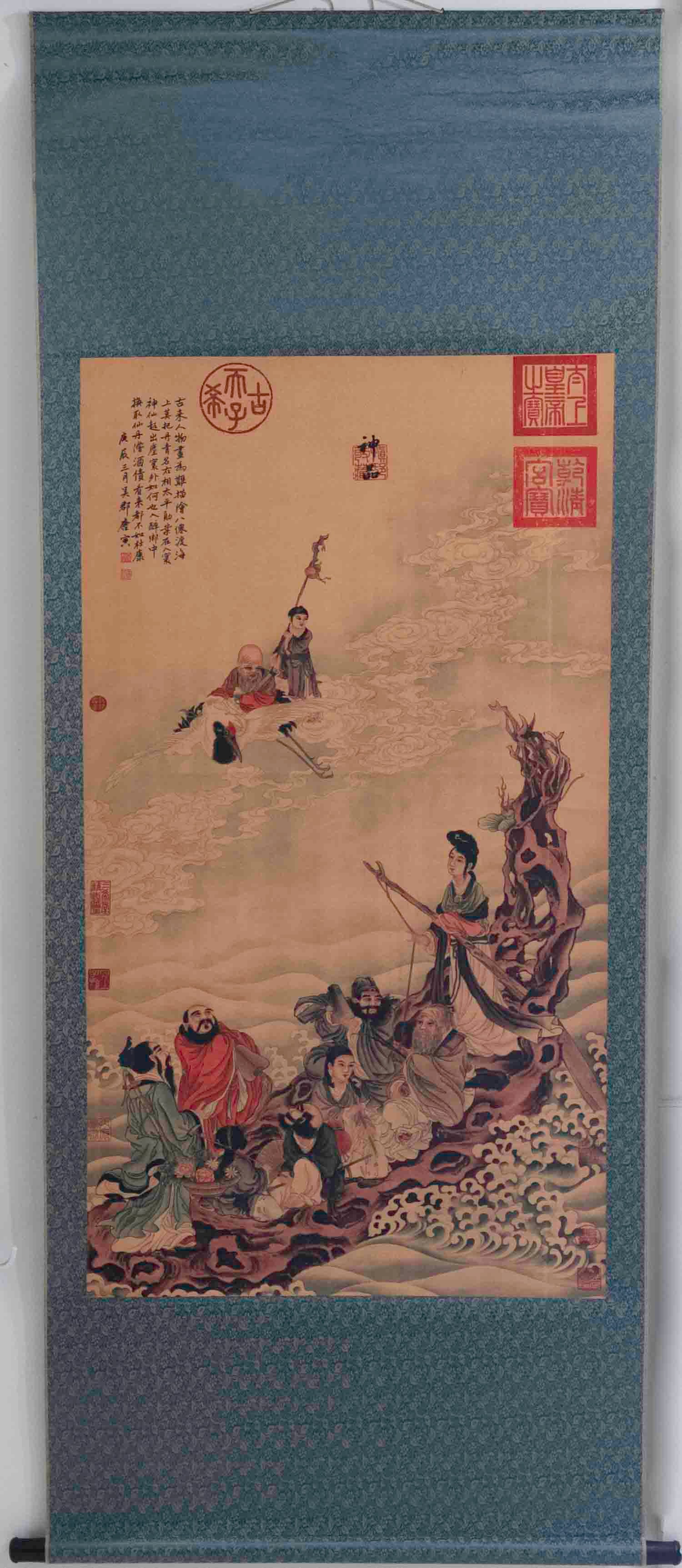 Chinese Wall Art Scroll: Medium: Wall Art Size: 70x31 inches Age/Detail: Chinese Condition: great overall, check photo for condition reference. Provenance: Collection from Estate in Williamsburg Please view all the photos as 